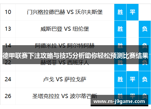 德甲联赛下注攻略与技巧分析助你轻松预测比赛结果